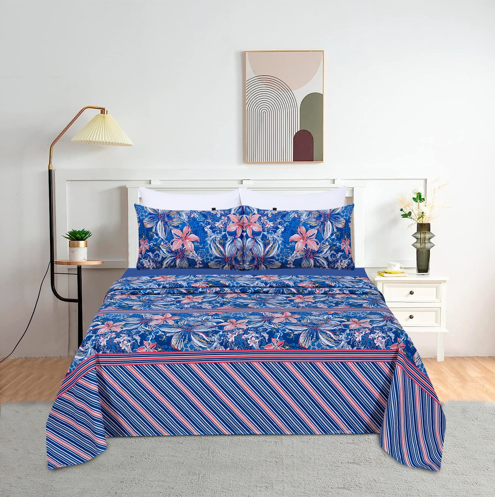 Clematis Cotton Blend Bed Sheet Set